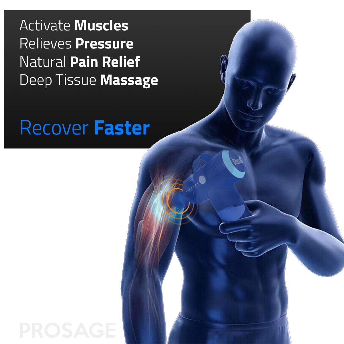 Evertone Prosage Pro Massage Gun - Deep Tissue Muscle Percussion Therapy for Pain Relief & Recovery - Perfect for Athletes, Gym Workouts & Home Use