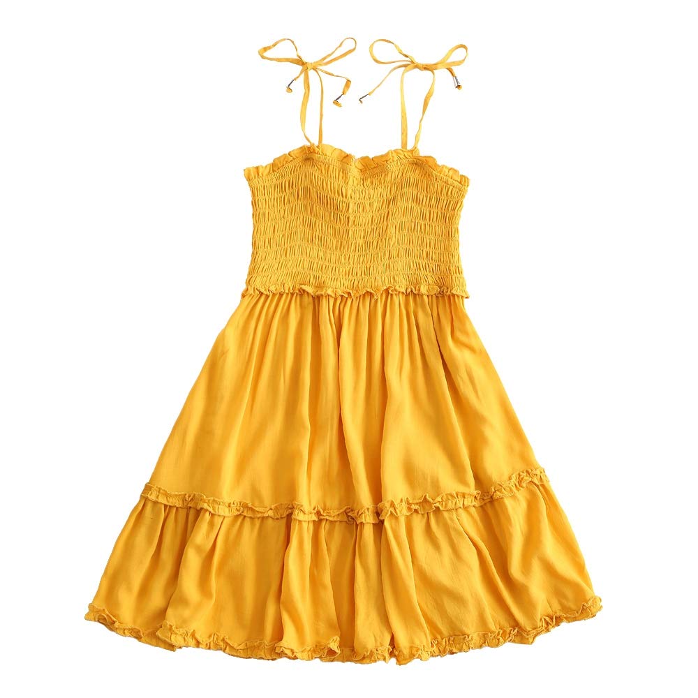 ZAFUL Women's Sleeveless Tie Shoulder Floral Ruffle Mini Dress - Casual Summer Sundress for Beach, Vacation & Date Night Outfits
