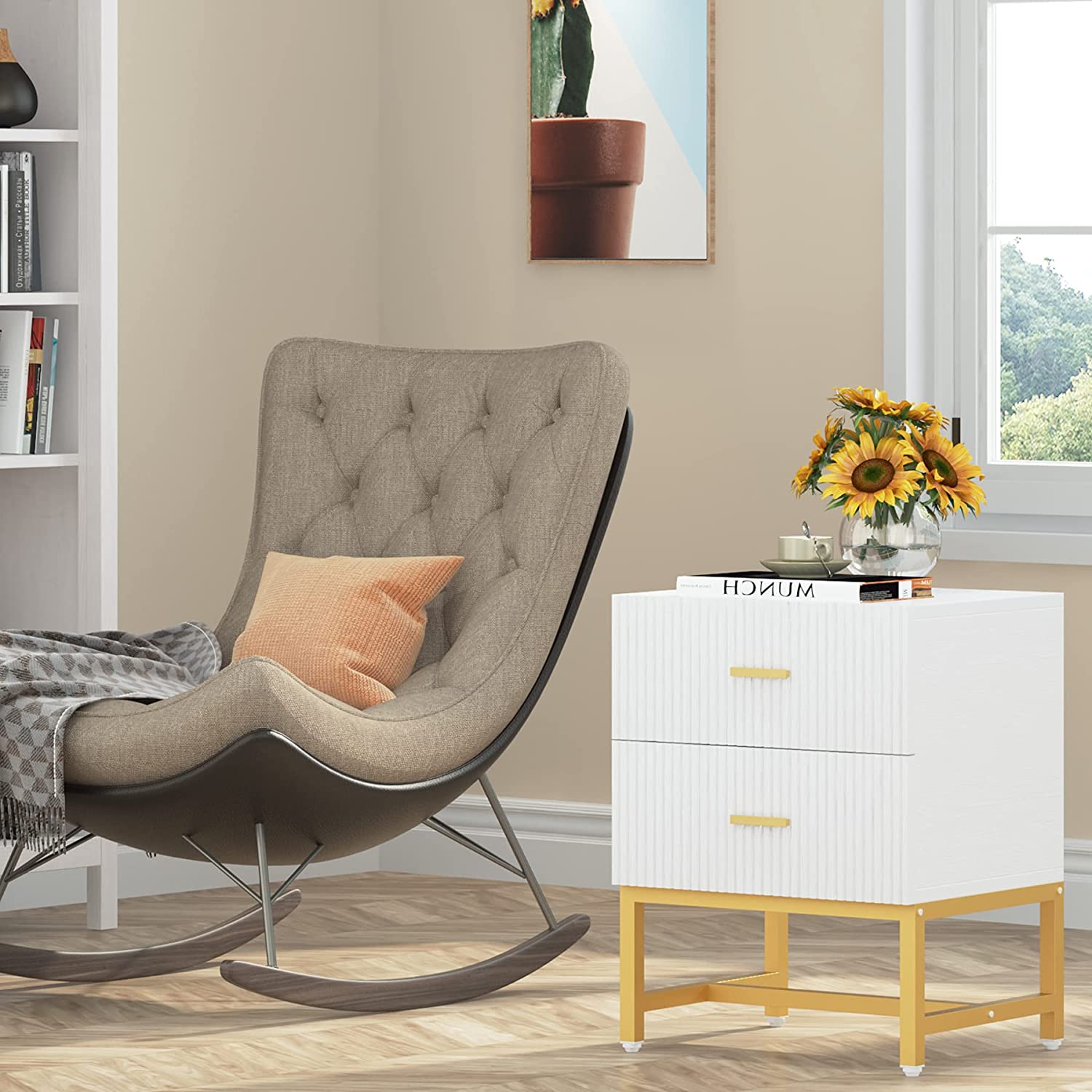 Modern 2-Drawer Nightstand with Storage - Stylish Bedside End Table for Bedroom, Living Room & Office Organization