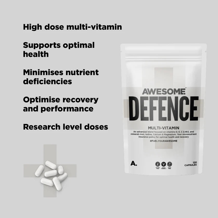 Awesome Supplements Defence 120 Capsules | High Potency Multivitamin for Immune Support, Energy Boost & Overall Wellness | Daily Supplement for Adults & Seniors