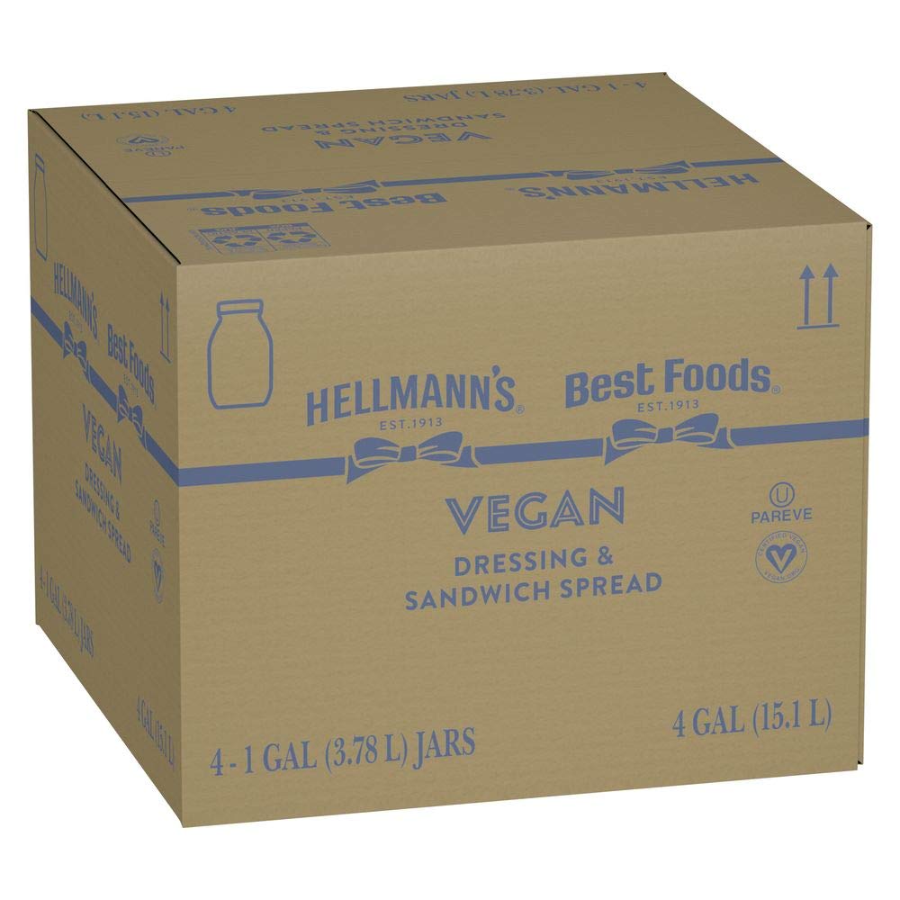 Best Vegan Mayonnaise - Non-GMO, Gluten-Free, No Artificial Flavors or Colors, Cholesterol-Free, 1 Gallon (Pack of 4) - Perfect for Sandwiches, Salads, and Plant-Based Recipes