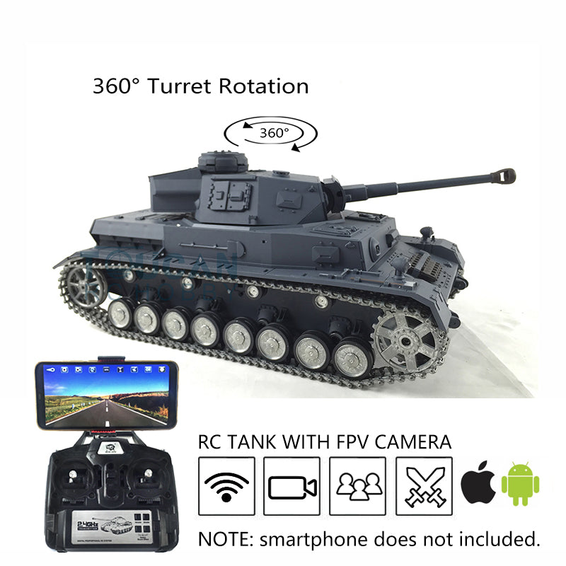 1/16 Scale Henglong 3859 Panzer IV F2 RC Tank with FPV Camera - Metal Tracks, Infrared Battle System, BB Shooting & Smoke Effects - Remote Control Military Vehicle for Adults & Collectors (Perfect for Battle Simulation, Outdoor Play & Display)