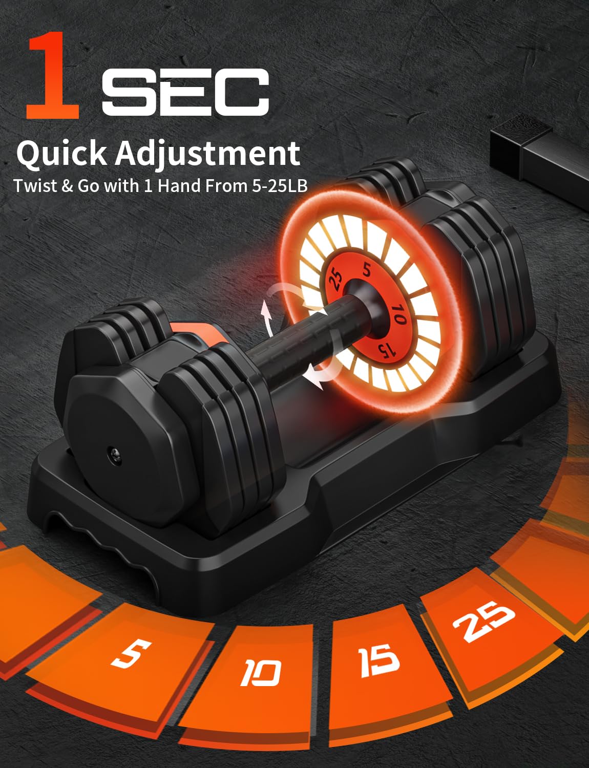 LEEKEY Adjustable Dumbbells Set - 5-50 lbs Quick Change Weight with Anti-Slip Grip for Home Gym, Strength Training & Full Body Workout - Perfect for Men & Women Fitness Enthusiasts