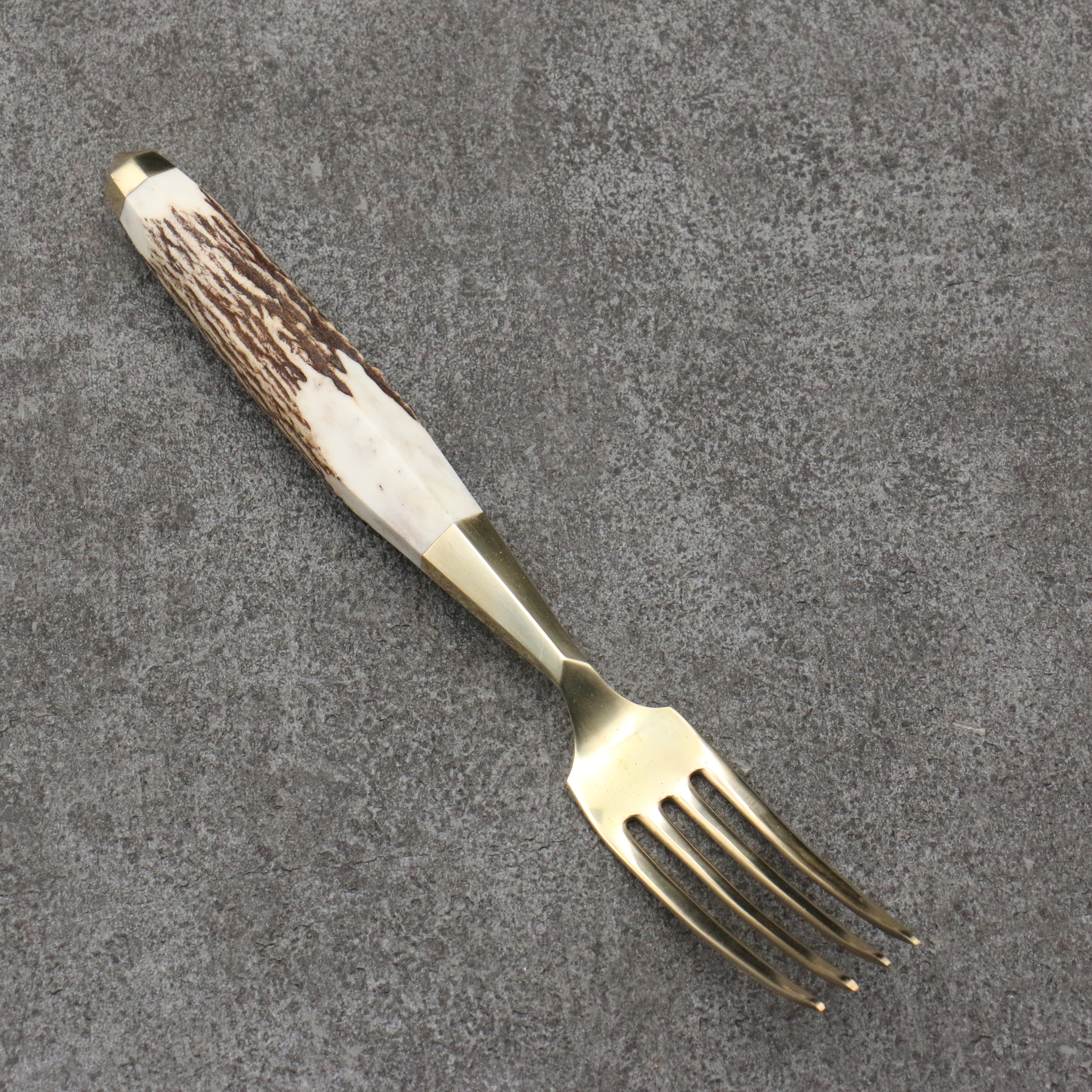 Premium Stainless Steel Fork with Stag Handle - Elegant Cutlery for Fine Dining, Outdoor Picnics, and BBQ Parties