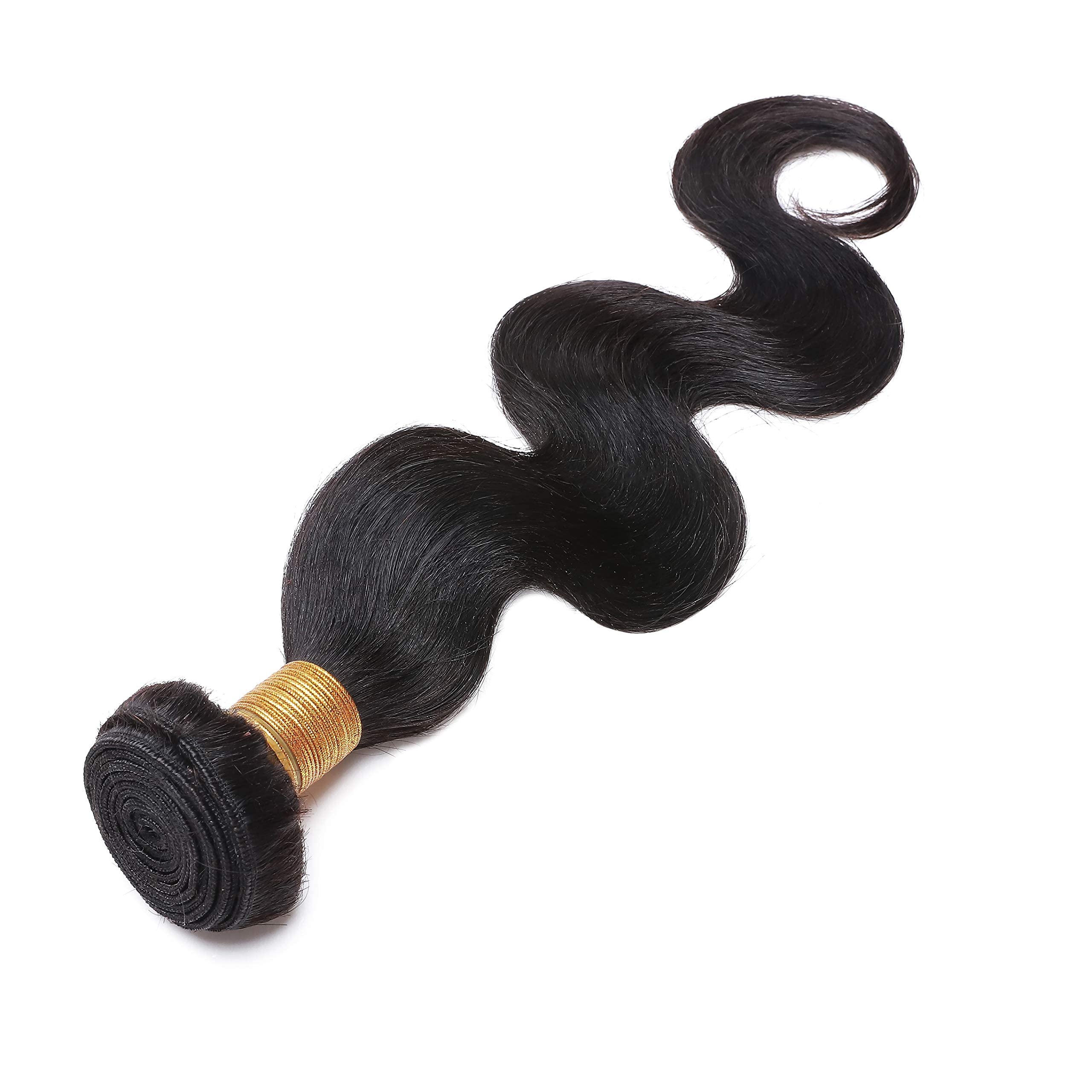 Benehair 18 Inch Brazilian Body Wave Human Hair Bundles - 1 Bundle 100g #1B Natural Black Real Human Hair Extensions for Sew-in Weaves | Perfect for Daily Styling, Parties & Special Occasions