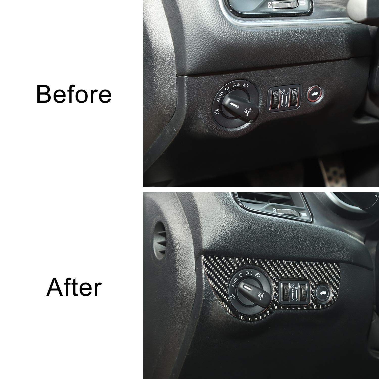 Real Carbon Fiber Headlight Switch Control Knob Trim for 2015-2025 Dodge Challenger & 2010-2024 Dodge Charger - Interior Upgrade Accessory for Enhanced Style & Performance (1pc) - Perfect for Car Enthusiasts & Custom Builds