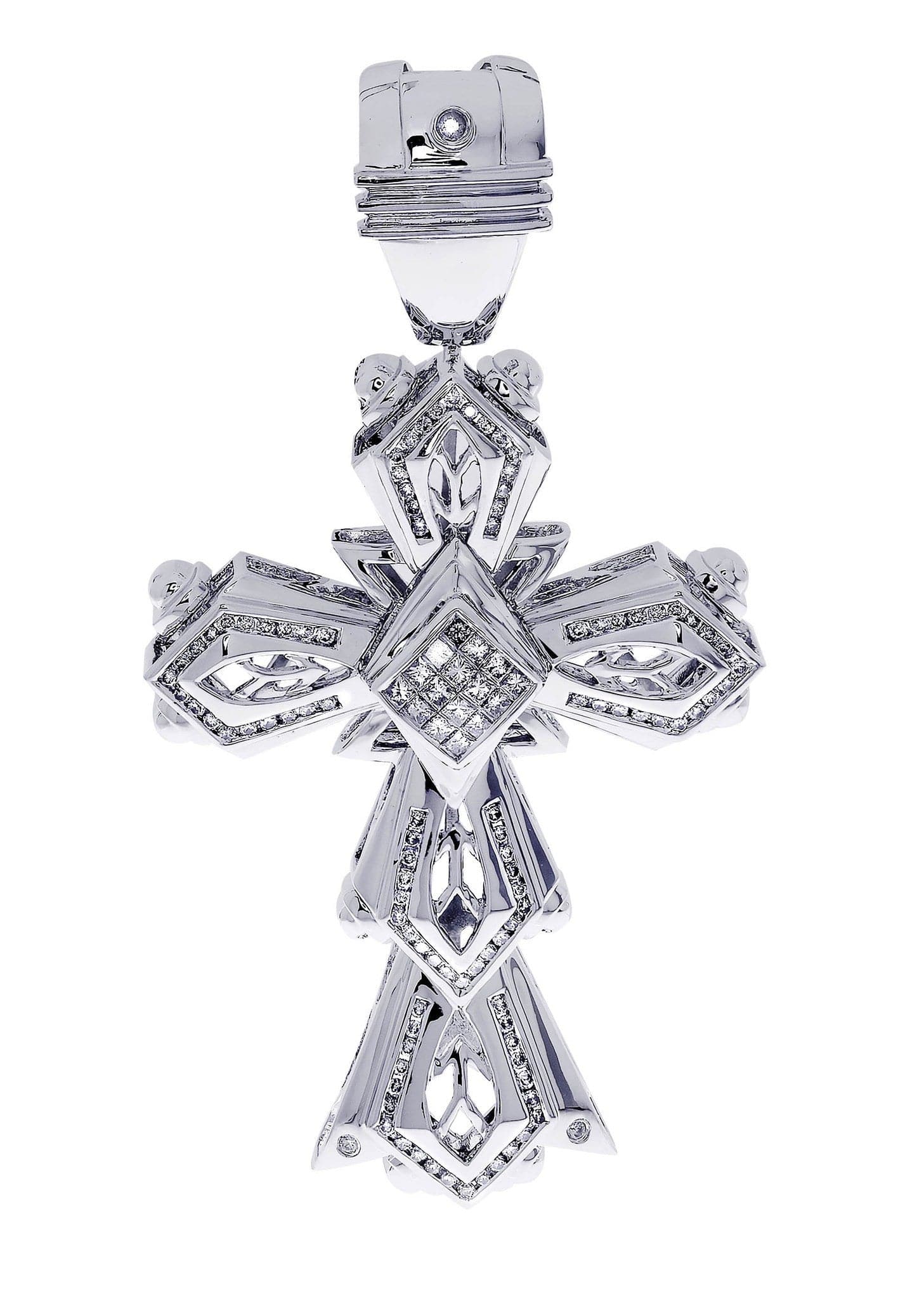 1.78 Carat Diamond Cross Pendant Necklace - 33.09 Grams Solid Gold Religious Jewelry for Women - Perfect for Baptism, Confirmation & Special Occasions