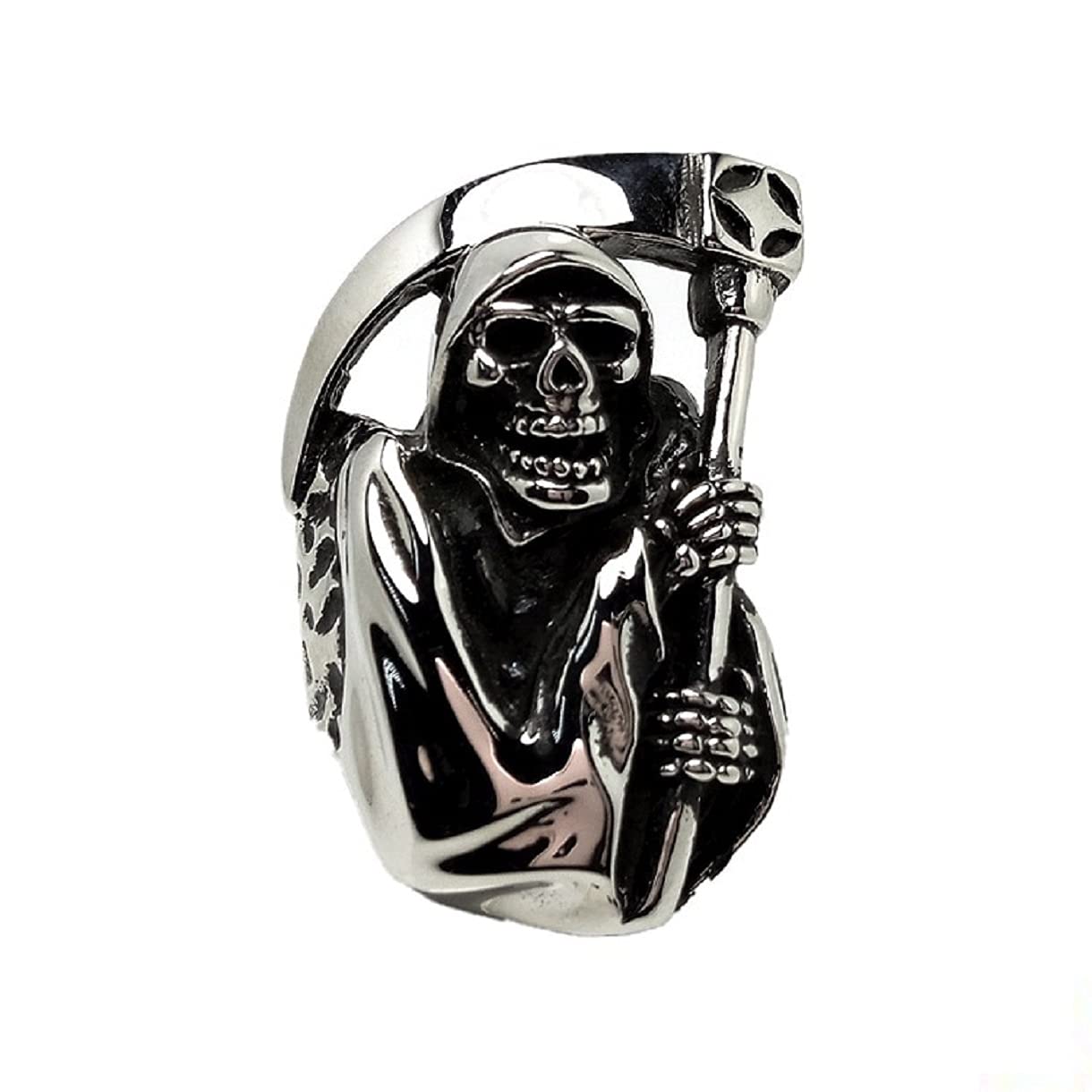 Gothic Skull Sickle Ring for Men - Stainless Steel Punk Biker Jewelry, Vintage Hip Hop Skull Head Ring - Perfect for Gothic, Punk Rock, Biker, and Hip Hop Fashion Styles