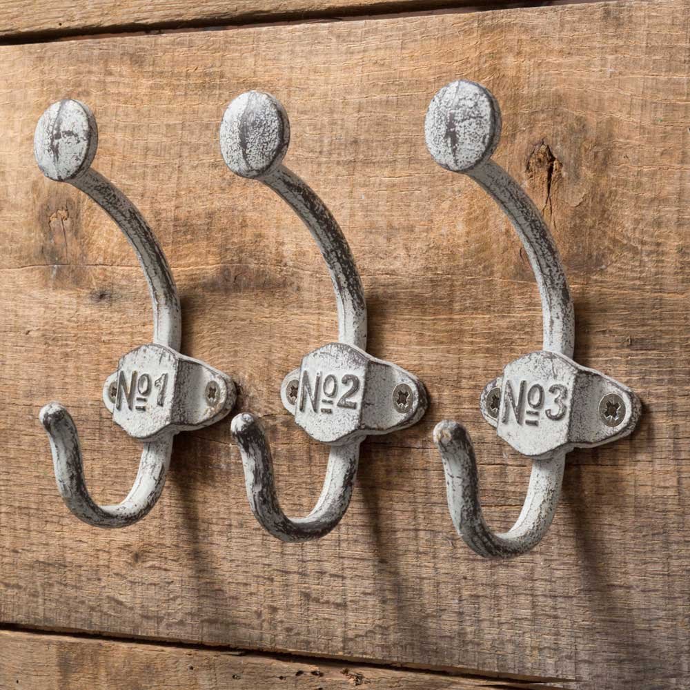 Vintage Distressed Metal Wall Hooks Set of 3 - 7 Inch Rustic Home Decor for Coats, Hats & Keys | Perfect for Entryway, Mudroom & Farmhouse Style