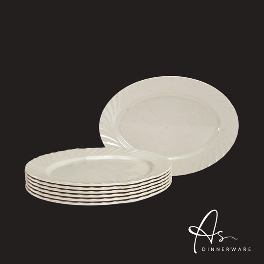 10-Piece Oval Plate Set - Durable Porcelain Dinner Plates for Restaurants & Catering (6