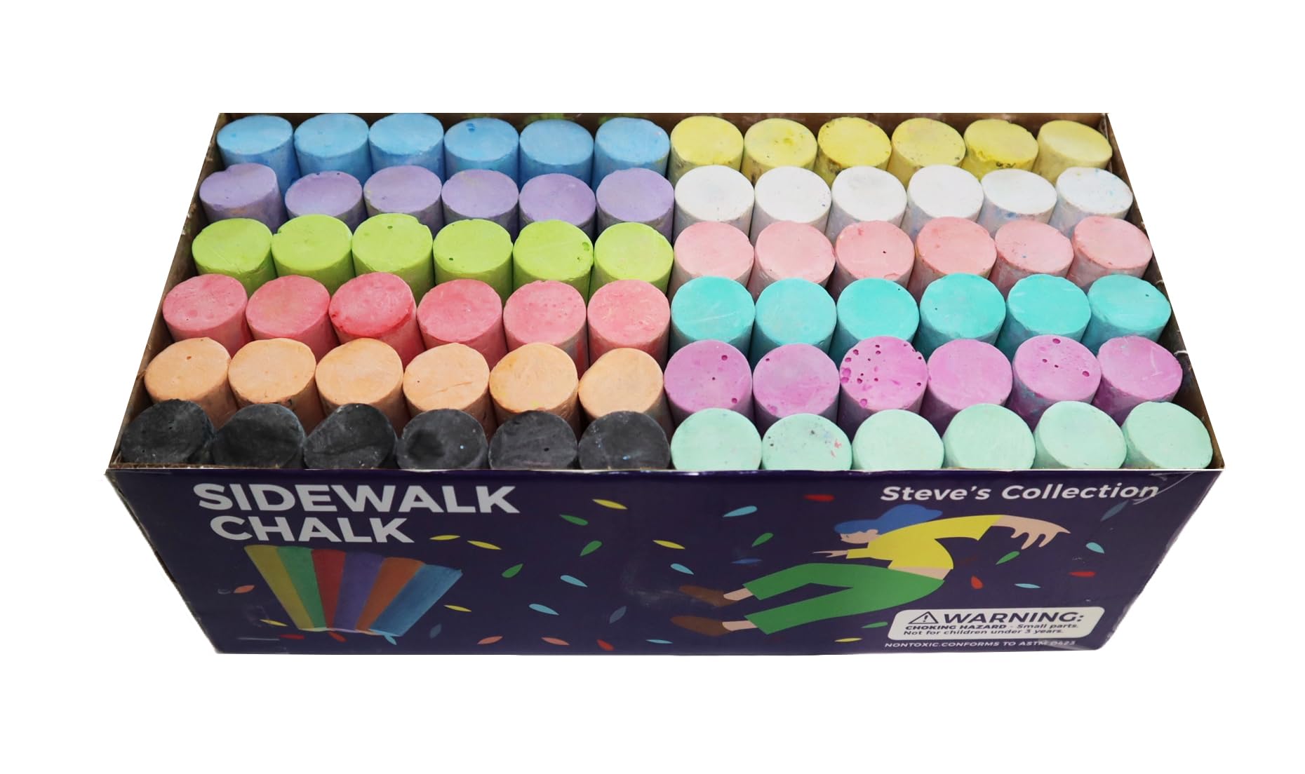 72-Piece Washable Sidewalk Chalk Set for Kids - Vibrant Multicolor Outdoor Chalk for Driveway Art, Playground Fun & Chalkboard Drawing - Non-Toxic & Easy Cleanup (Ages 3+)