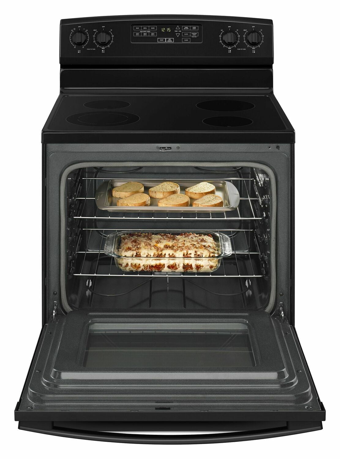 Amana AER6603SFB 30 Inch Black Electric Range with Self-Cleaning Option - Perfect for Modern Kitchens & Home Cooking
