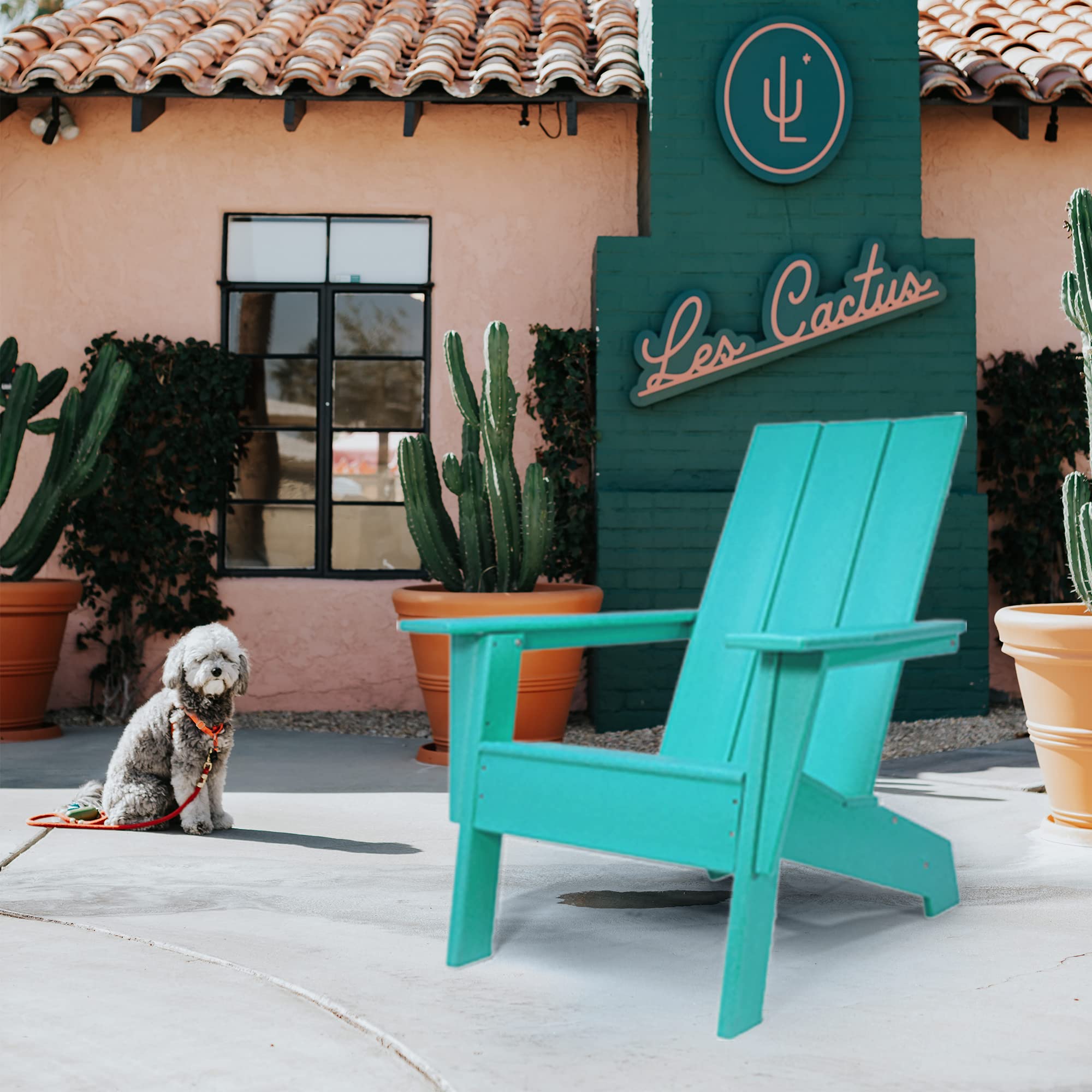 Premium HDPE Resin Recycled Plastic Adirondack Chair - All Weather Resistant, Comfortable Modern Patio Furniture for Outdoor Relaxation (Aqua Blue) | Perfect for Backyard, Poolside & Garden Decor