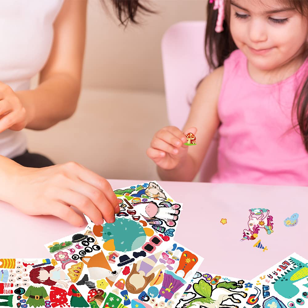 100 Sheets DIY Stickers for Kids - 25 Fun Designs Including Animals, Mermaids, Princess & Prince | Perfect for Arts & Crafts, School Projects, Party Favors & Holiday Rewards | Creative Gift for Children's Activities & Classroom Fun