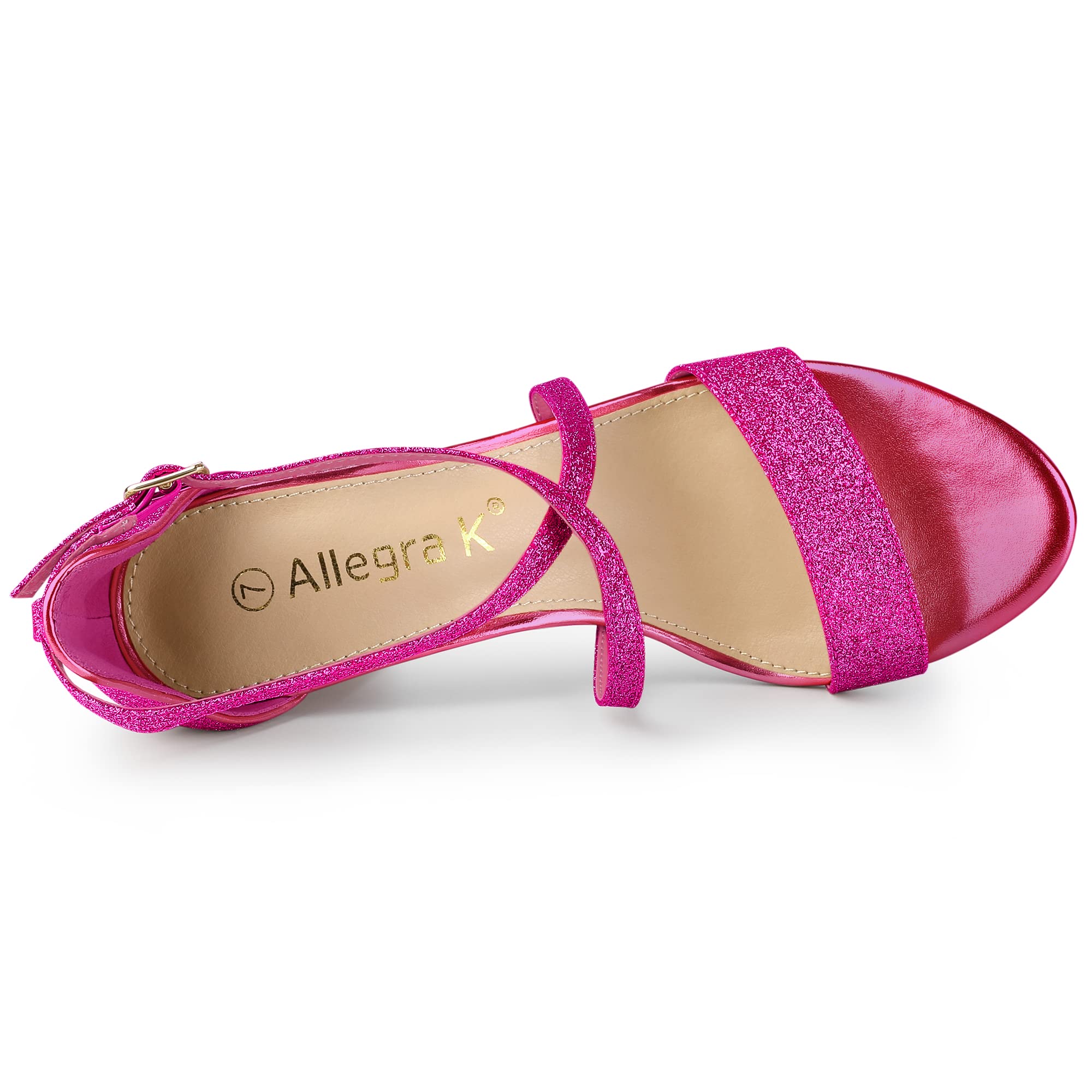 Allegra K Women's Glitter Crisscross Strap Block Heel Sandals - Elegant Party Shoes for Weddings, Prom & Evening Events