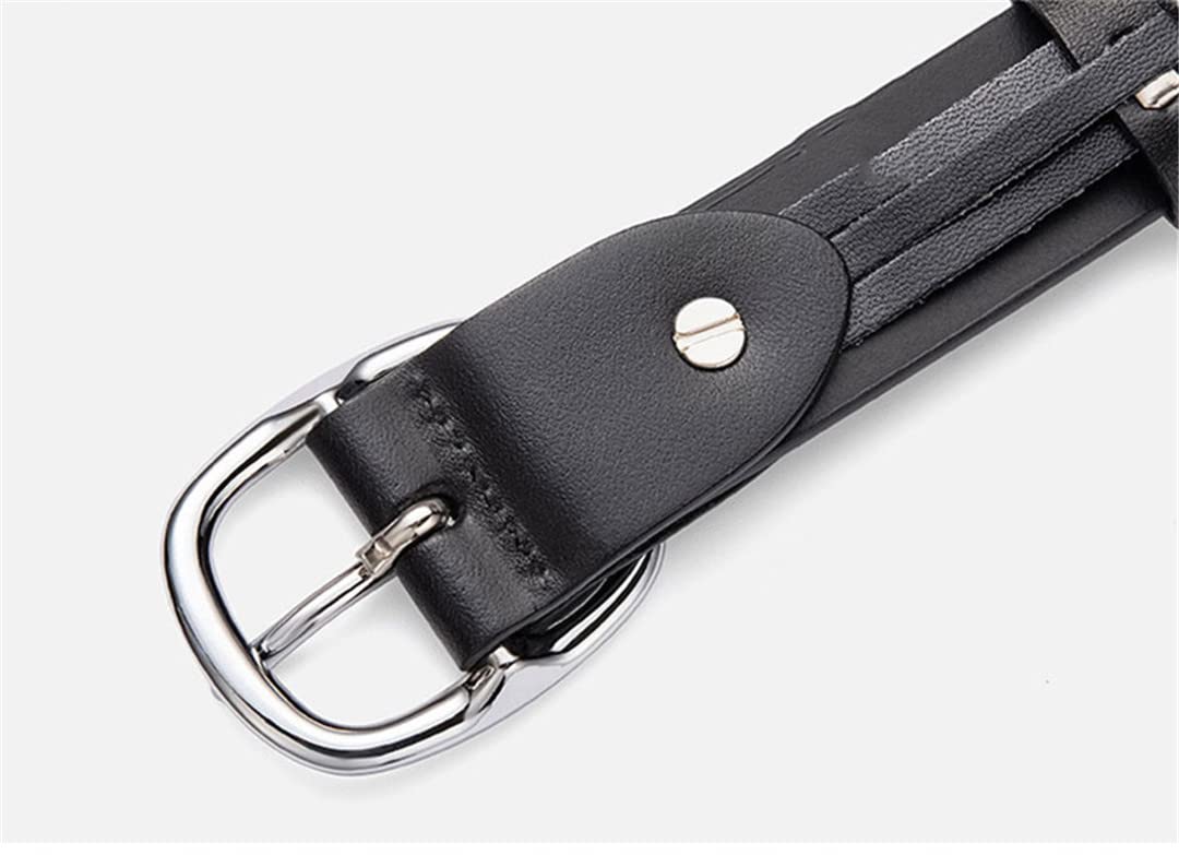 Women's Genuine Cowhide Leather Belt with Stainless Steel Buckle - Durable Fashion Accessory for Office, Casual Wear & Jeans