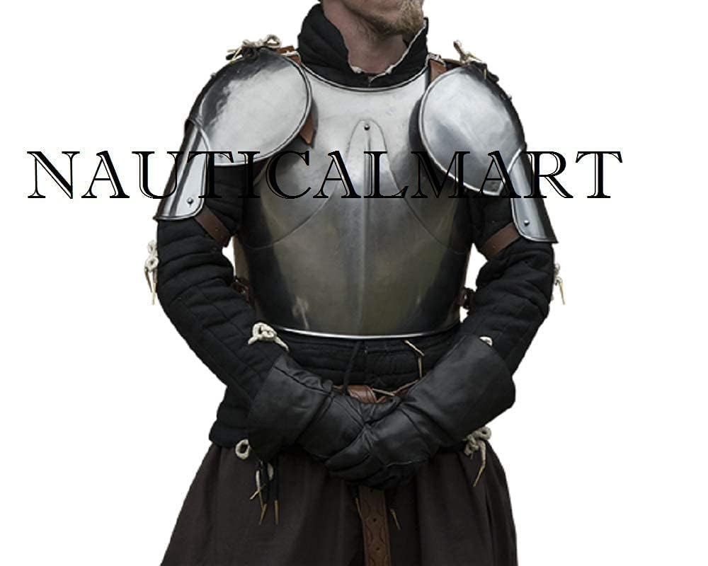 Medieval LARP Armor - Steel Breastplate Cuirass with Pauldrons for Cosplay, Renaissance Fairs & Halloween Costumes | Durable Fantasy Armor for Role Playing & Historical Reenactments