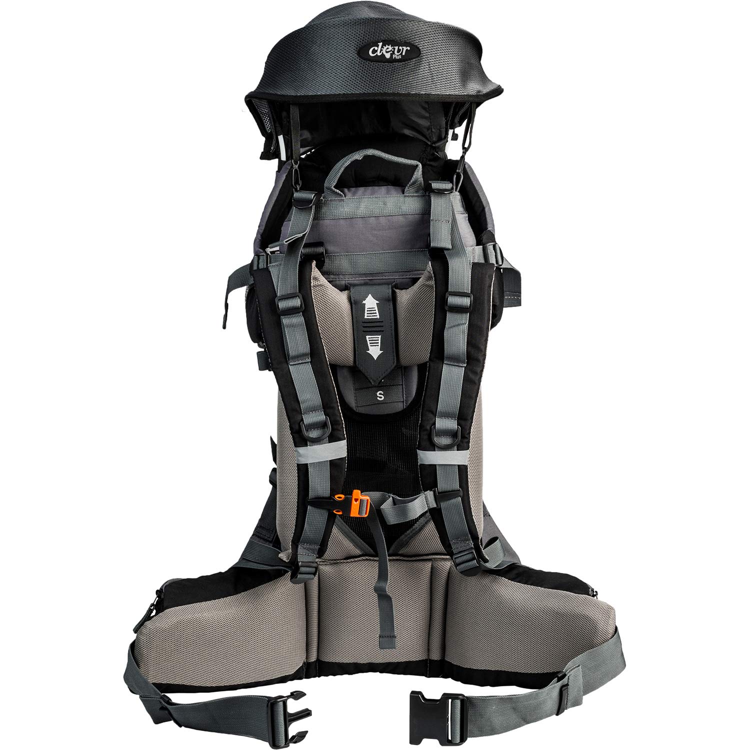 ClevrPlus Canyonero Baby Backpack Carrier for Hiking & Camping - Adjustable Toddler Child Carrier with Stand & Sun Shade Visor (Black) - Perfect for Outdoor Adventures, Family Trips & Hands-Free Parenting