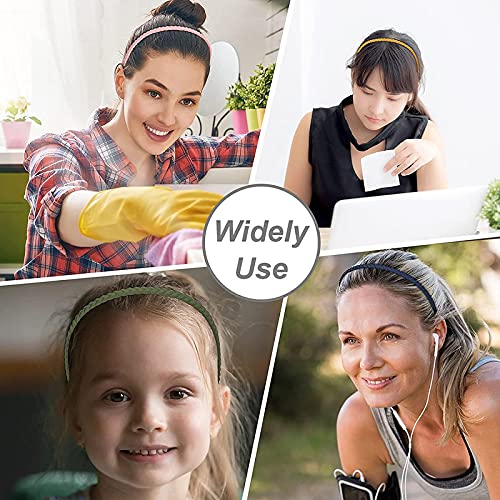 6-Pack Matte Finish Pigtail Thin Hair Bands with Teeth - Skinny Solid Color Headbands for Women, Teens & Kids | Perfect for School, Sports & Everyday Hairstyles