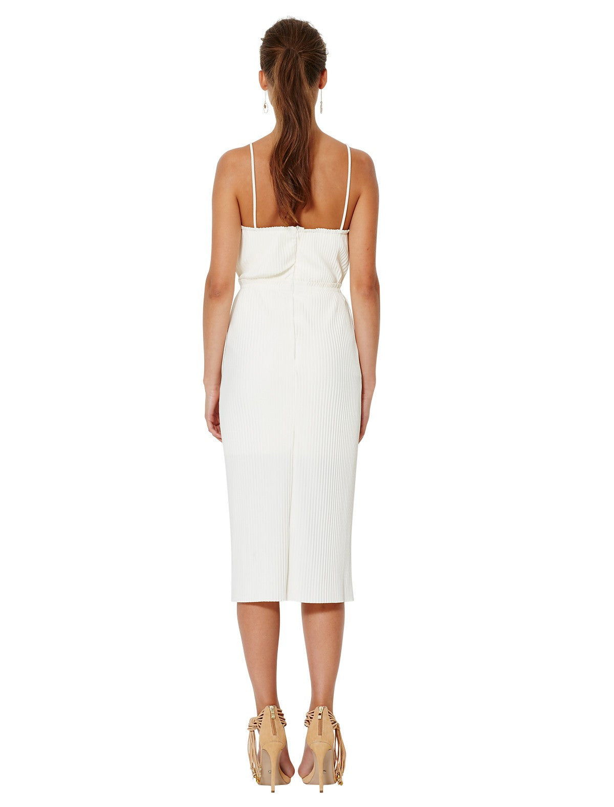 Ellette Plunge V-Neck Bodycon Dress in Ivory - Perfect for Evening Parties, Date Nights & Special Occasions