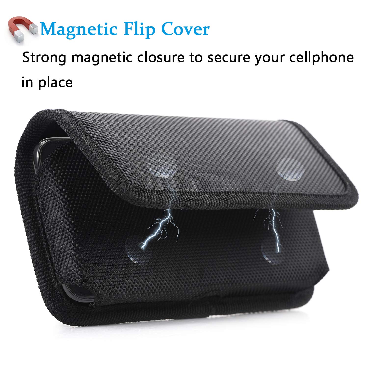 Rugged Nylon Belt Holster Case for iPhone 13 12 11 XR - Heavy Duty Phone Pouch with Belt Clip & Loops, Compatible with iPhone XR (Fits with Case On) - Perfect for Outdoor Work, Hiking, and Active Lifestyles