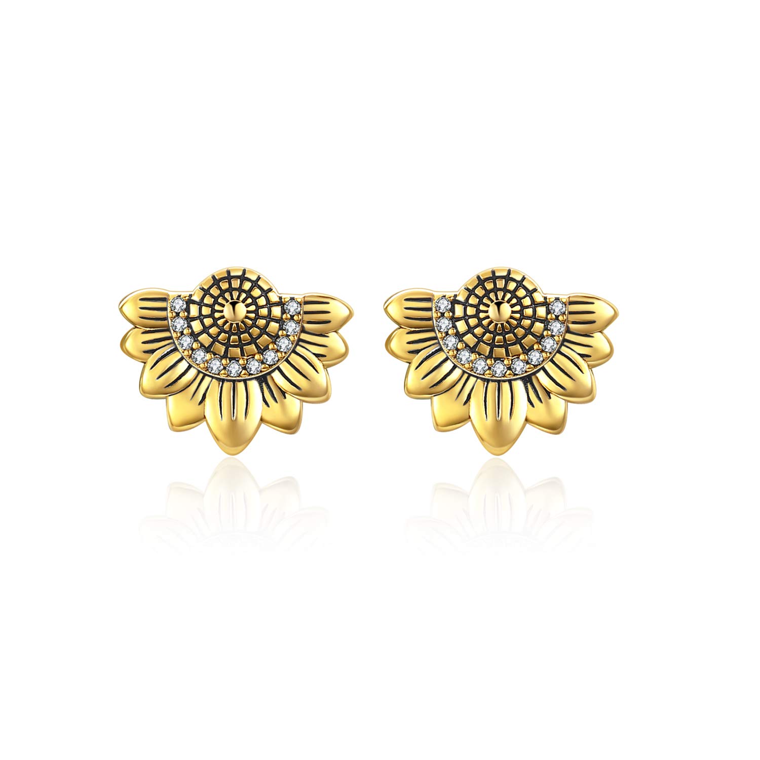 Sterling Silver Sunflower Stud Earrings for Women - Hypoallergenic, Dainty Floral Jewelry Gift - Perfect for Everyday Wear, Birthdays & Special Occasions