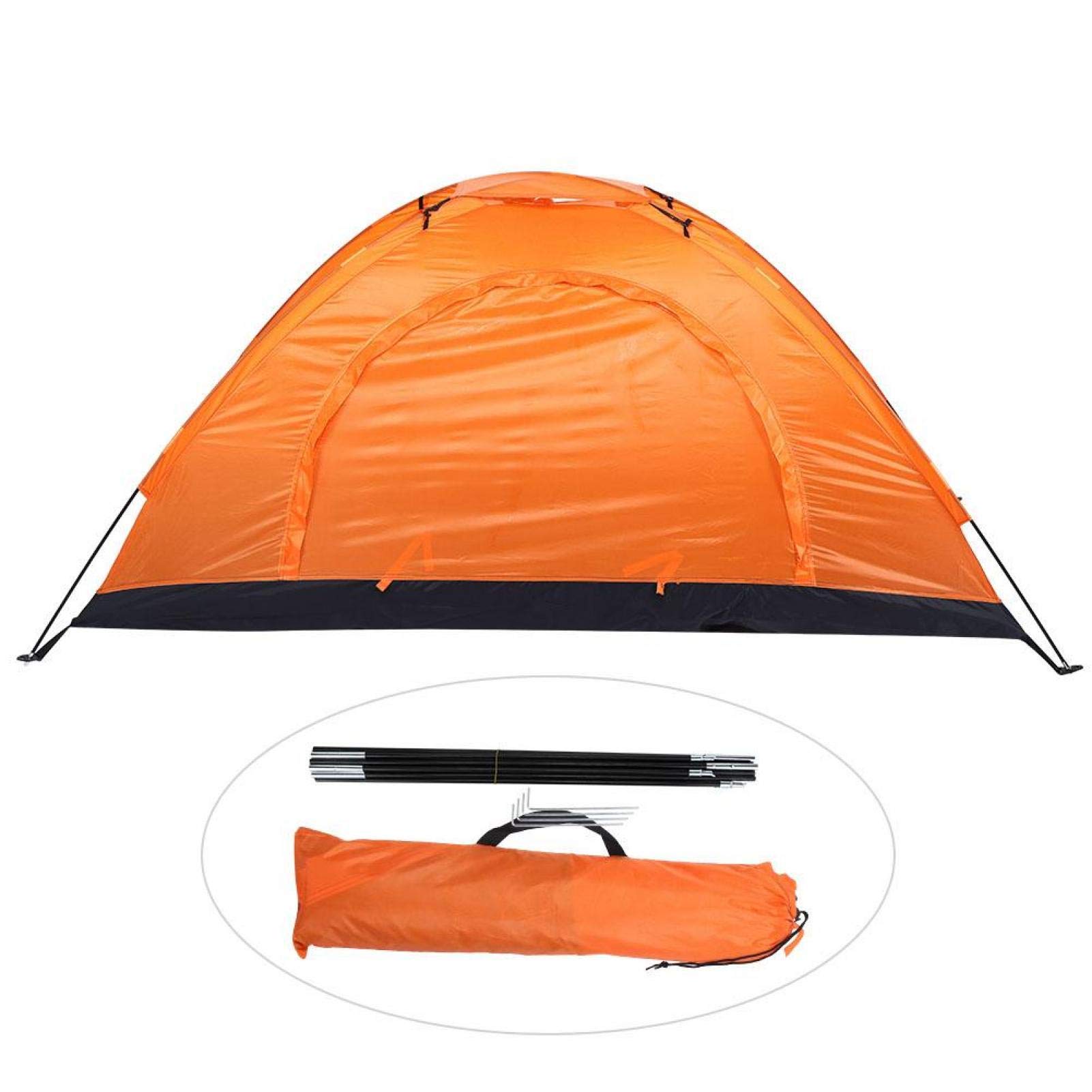 Single Layer Tent for One Person - Durable Oxford Cloth Camping Tent with Stable Structure | Camouflage Design for Outdoor Adventures, Beach Trips & Lawn Camping (Orange)