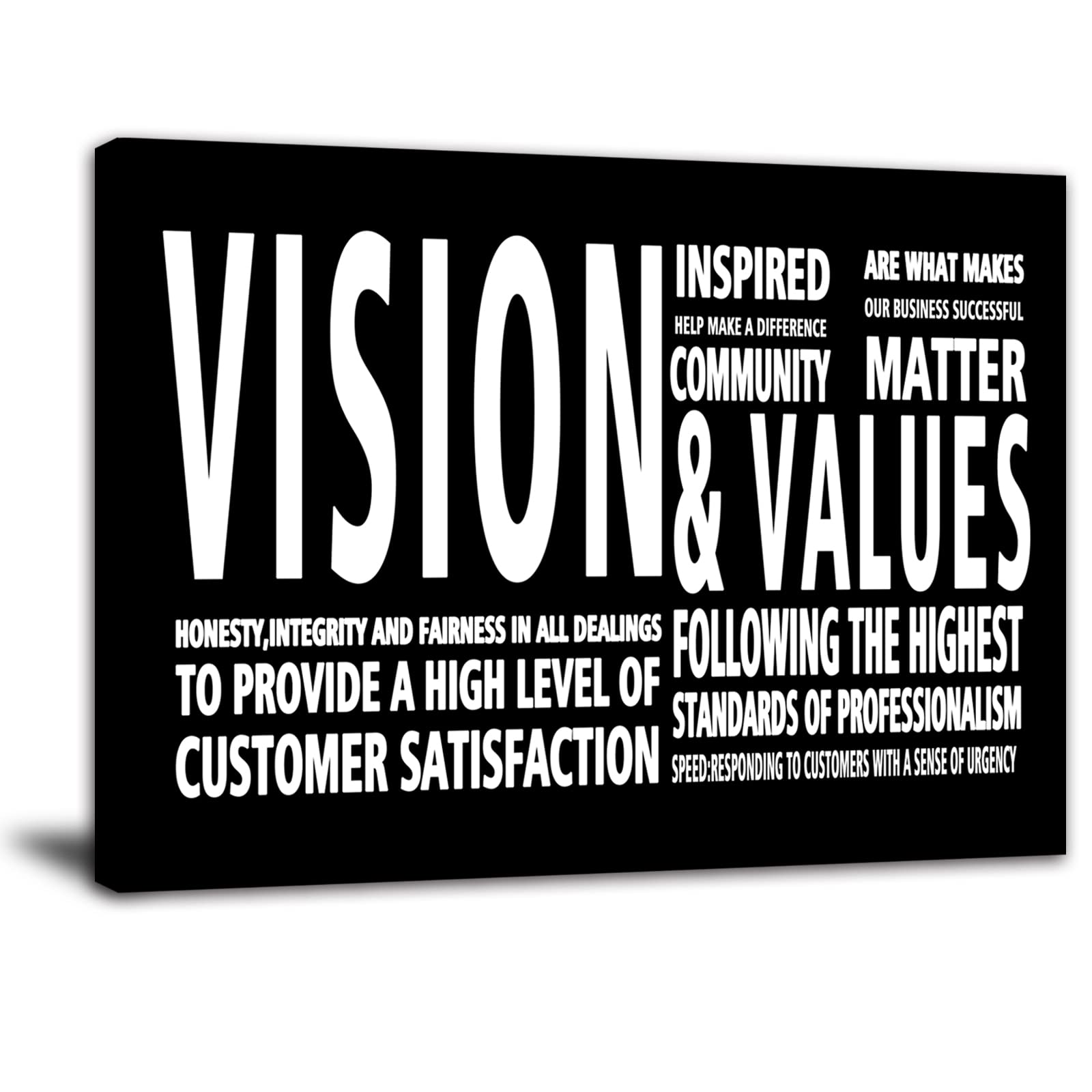 Vision & Values Motivational Office Wall Art - Inspirational Business Quotes Canvas Decor for Entrepreneurs - Modern Large Framed Paintings Easy to Hang - Perfect for Home Office, Conference Rooms & Workspace Decor