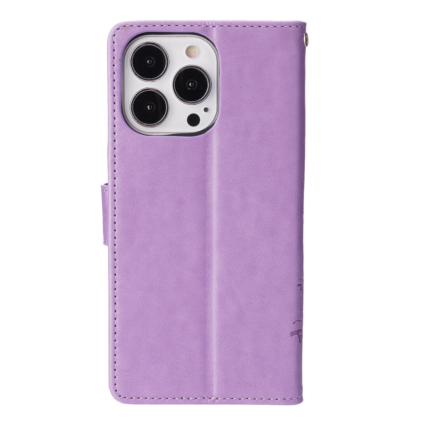 Premium PU Leather Flip Case for iPhone 15 Pro - Shockproof Butterfly Embossed Wallet Case with Kickstand, Card Holder, Lanyard & One-Touch Pen (Light Purple) - Perfect for Work, Travel & Everyday Protection