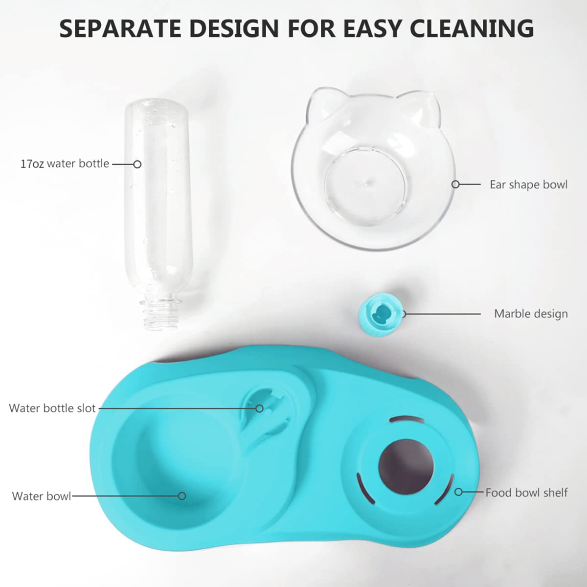 MILIFUN Double Pet Bowls - 15° Tilted Dog and Cat Food & Water Bowl Set with Automatic Waterer Bottle for Small to Medium Pets | Perfect for Home, Travel, and Outdoor Use