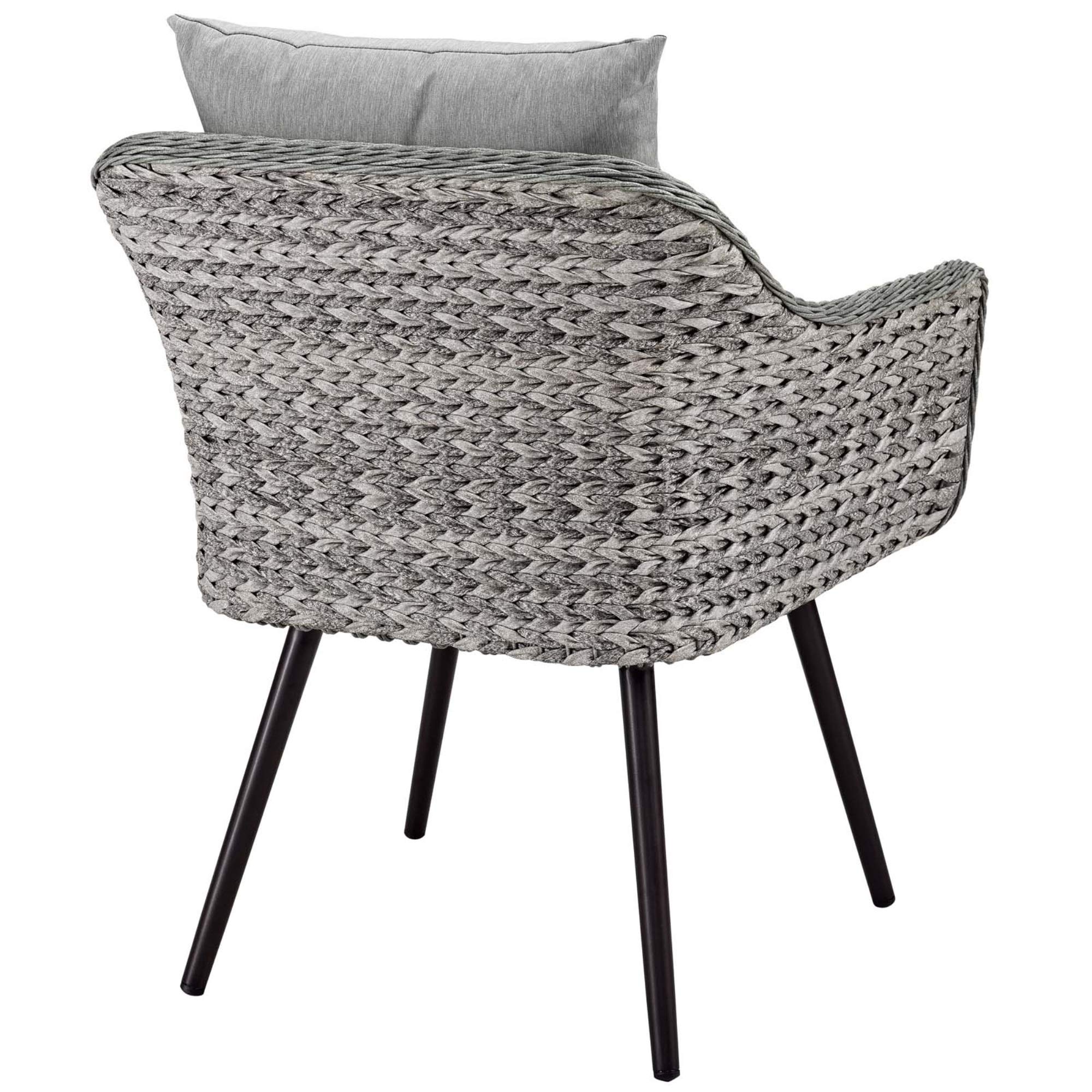 Ergode Endeavor Outdoor Patio Armchair - Modern Waterproof Aluminum Frame with All-Weather Cushions & Gray Synthetic Rattan Weave - Perfect for Poolside, Garden, or Patio Relaxation