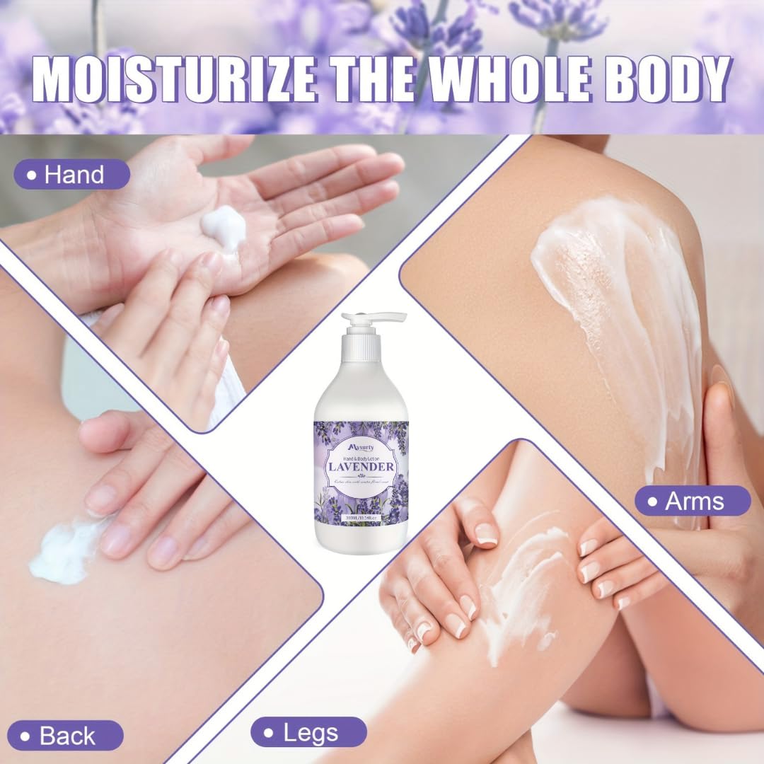 Lavender Hand and Body Lotion for Dry Skin - Deep Moisturizing Cream for Men & Women - 300ml Hydrating Daily Moisturizer with Natural Ingredients - Perfect for Home, Office & Travel Use
