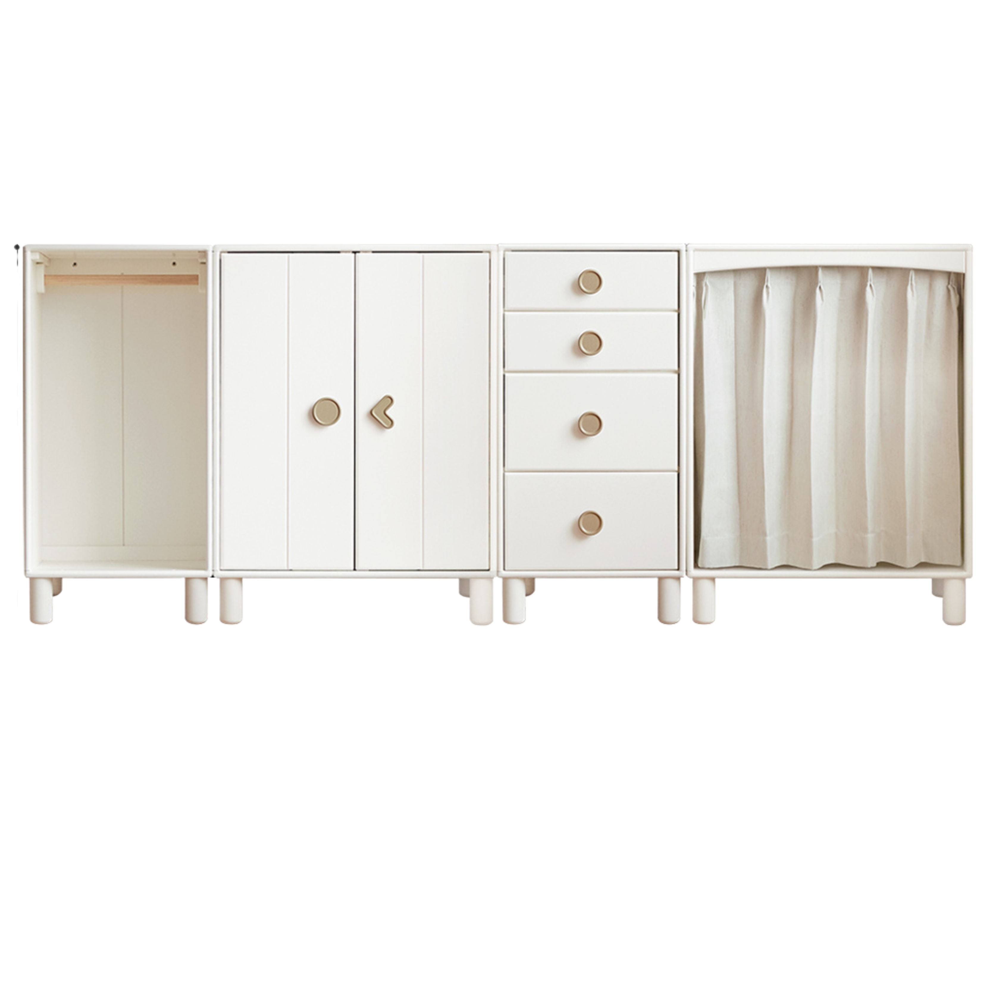 Solid Wood Beech & Rubber Kids Wardrobe - Multi-Functional Storage Cabinet for Bedroom, Nursery, and Playroom Organization