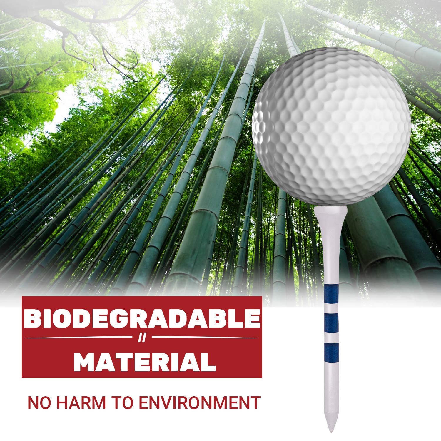 Premium Bamboo Golf Tees Set - 4 Sizes (1.5