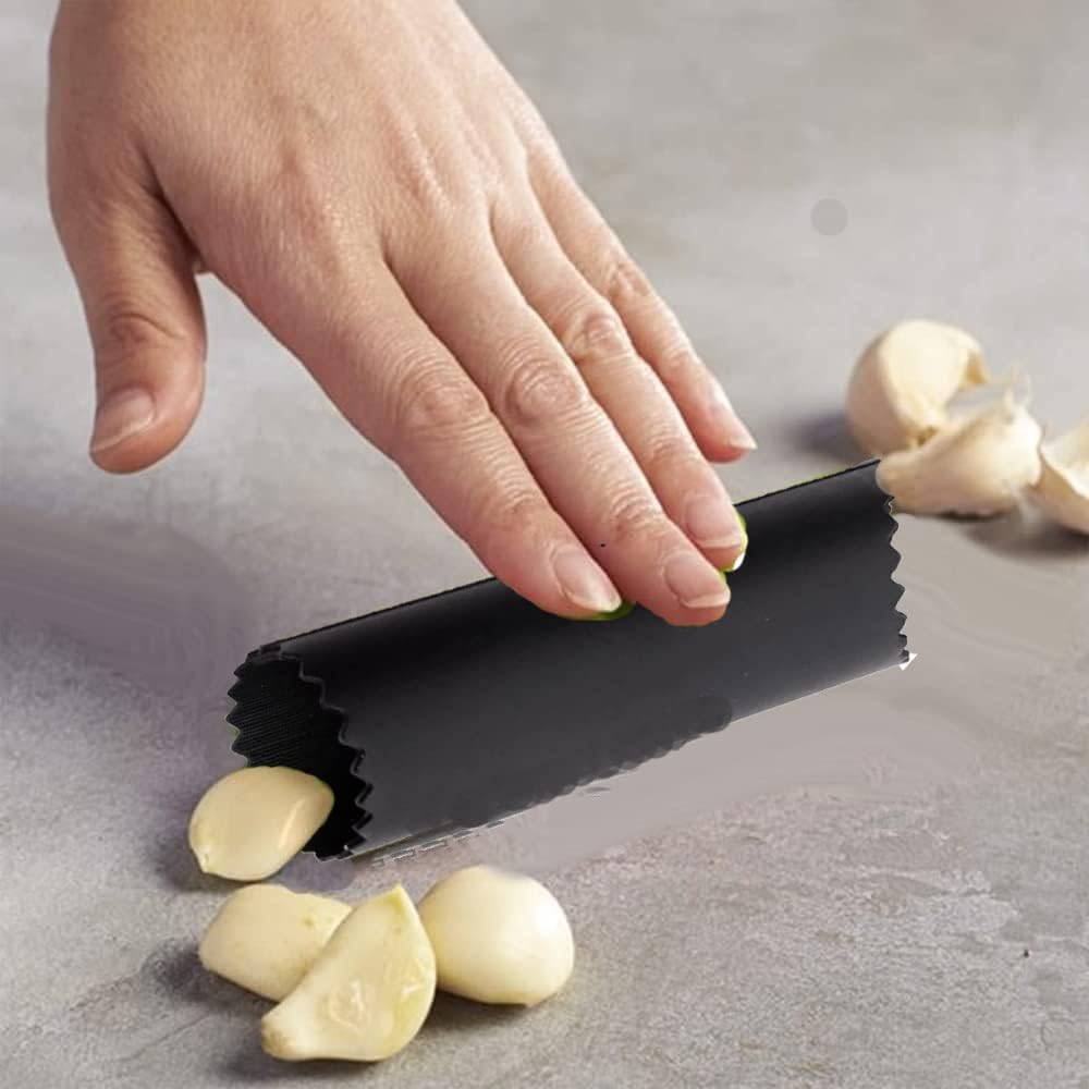 Stainless Steel Garlic Press Set with Peeler & Brush - for Cooking & Baking