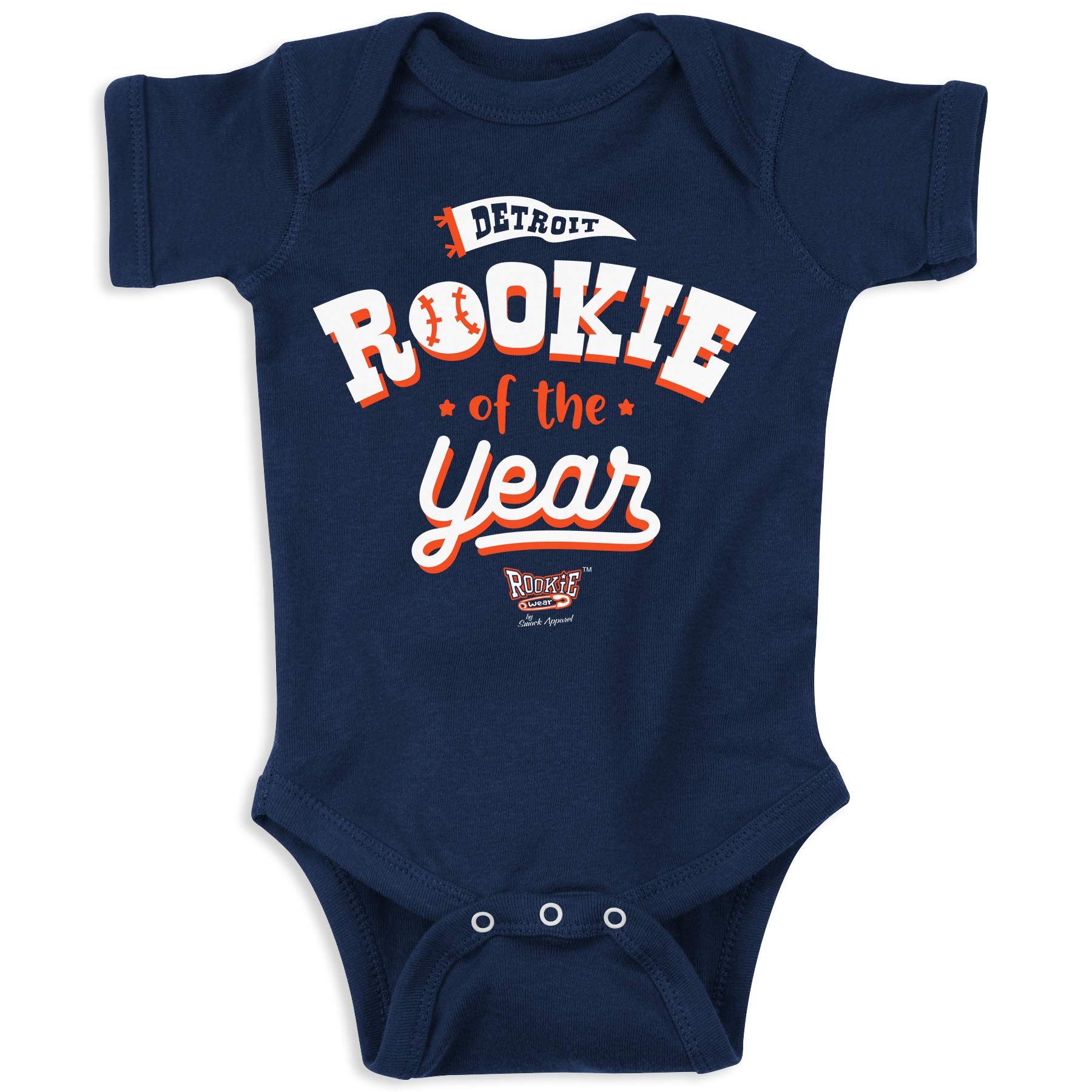 Detroit Tigers Baseball Fan Onesie & Toddler Tee - Rookie of The Year Navy Blue Baby Bodysuit (NB-7T) - Perfect for Game Day, Baby Showers & Team Spirit Outfits