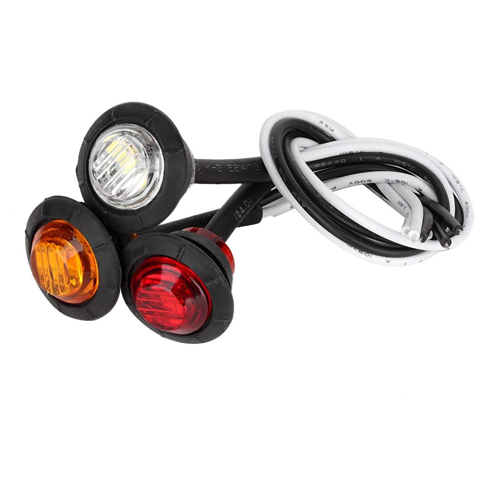Gorgeri LED Light - 3Pcs 12V 3LED Red Yellow White Small Round Lamp Lights for Trailer, Car, Truck, Boat Lighting (Plastic) - Perfect for Interior/Exterior Vehicle Lighting, Emergency Signals & Marine Applications