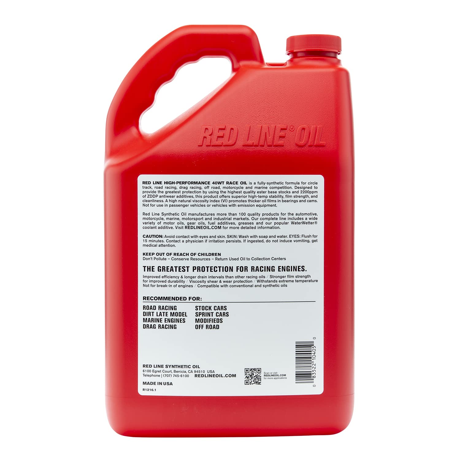 Red Line 10405 40WT Synthetic Race Motor Oil (15W40) - 1 Gallon (4 Pack) - High Performance Engine Protection for Racing, Track Days & High Mileage Vehicles