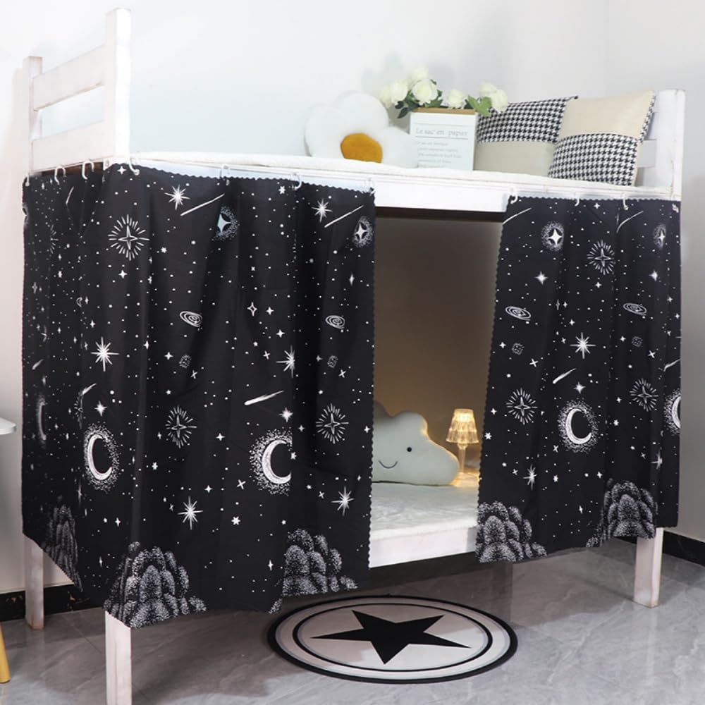 Blackout Privacy Curtains for Bunk Beds - 350g Dustproof & Breathable Dorm Room Canopy - 2-Panel Set for College, Home & Loft Beds (Perfect for Studying, Sleeping & Creating Private Space)