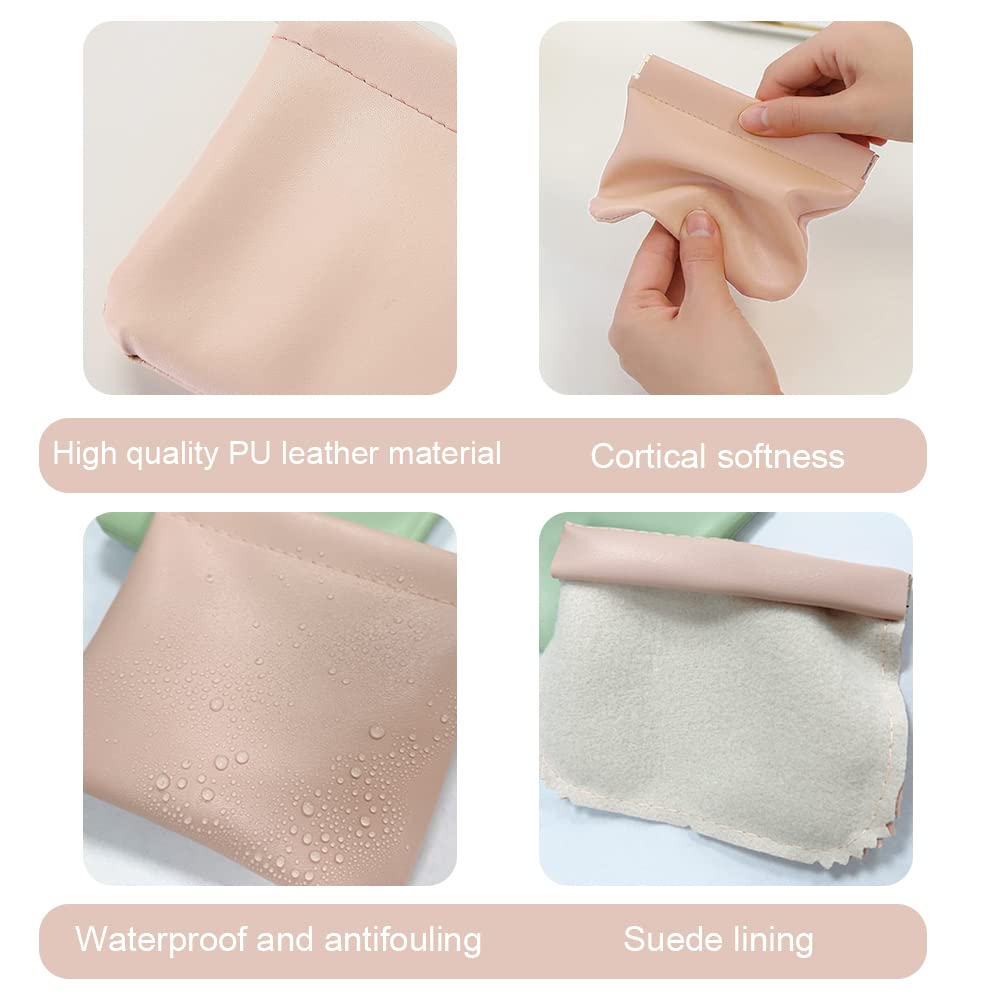 Premium Lambskin Texture Mini Makeup Bag - Squeeze Top Cosmetic Pouch for Women, Travel Organizer for Jewelry & Headphones (Light Purple, 2 Pack) - Perfect for Daily Purse Essentials & On-the-Go Touch Ups