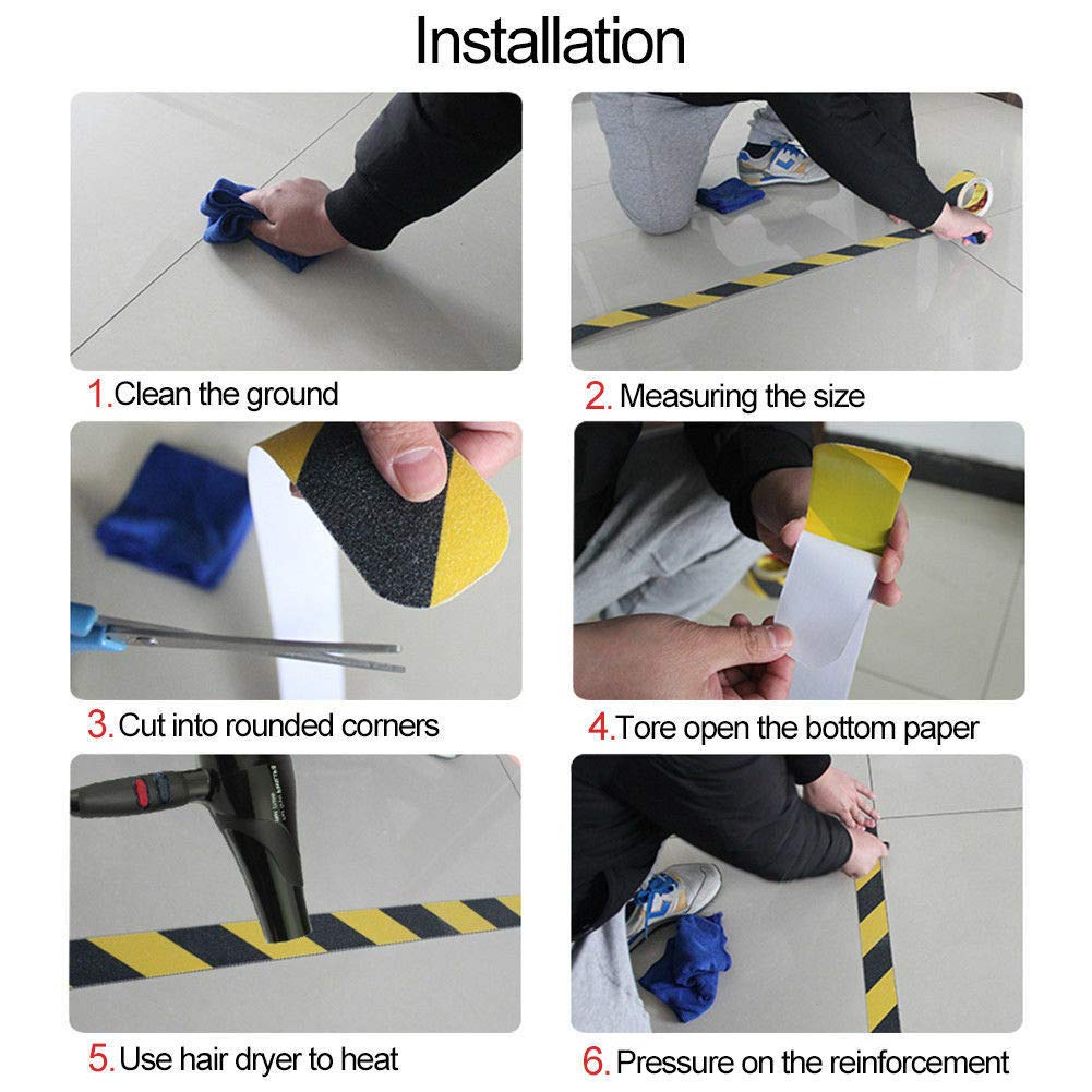 Non-Slip Safety Tape - 5m x 50mm Self-Adhesive Anti-Slip Hazard Warning Tape | Waterproof Grip Tape for Floors, Walls, Pipes, Stairs, Equipment (White) | Perfect for Home Safety, Workplace Protection & Outdoor Use