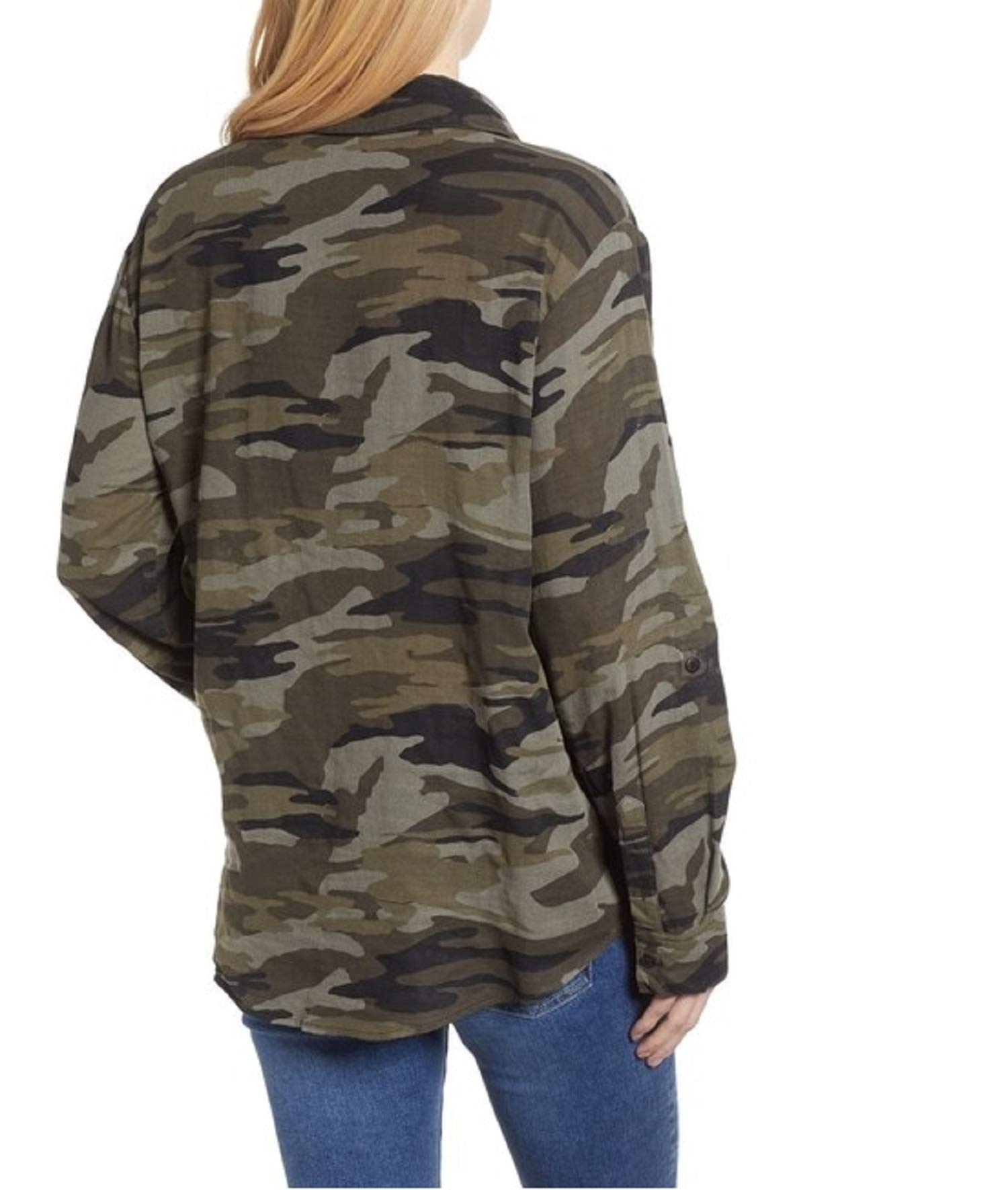 Sanctuary Clothing Women's Camo Boyfriend Shirt - Small Size | Relaxed Fit Oversized Button Down Top for Casual Wear, Street Style & Layering