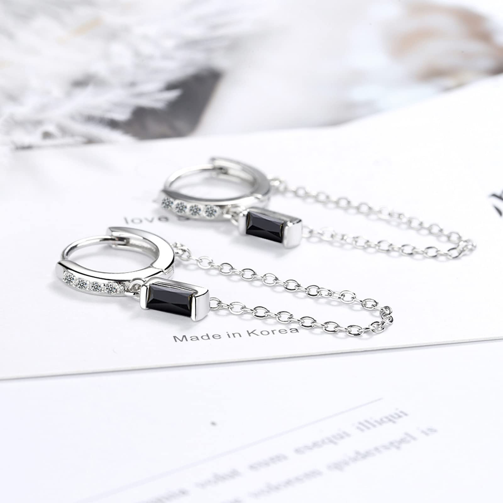 Stylish Chain Hoop Earrings for Women - Trendy Tassel Chain Huggie Hoops with Double Drop Dangle Design | Perfect for Parties, Date Nights & Everyday Wear