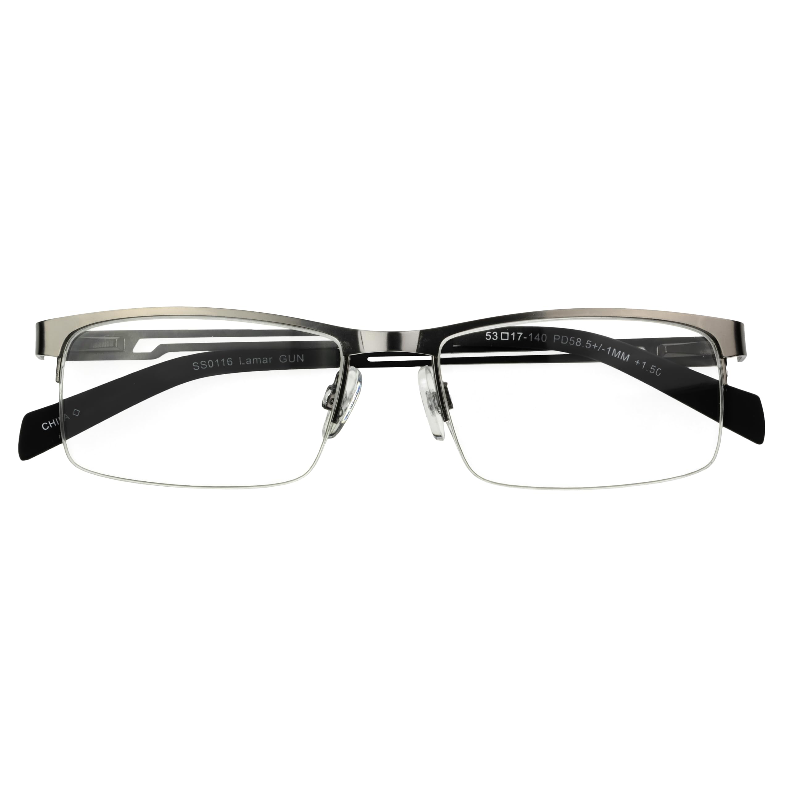 Foster Grant Men's Lamar Square Reading Glasses +1.00 to +4.00 Strength - Classic Retro Style for Reading, Working & Computer Use - Lightweight Metal Frame with Spring Hinges - Perfect Gift for Dad & Grandfather