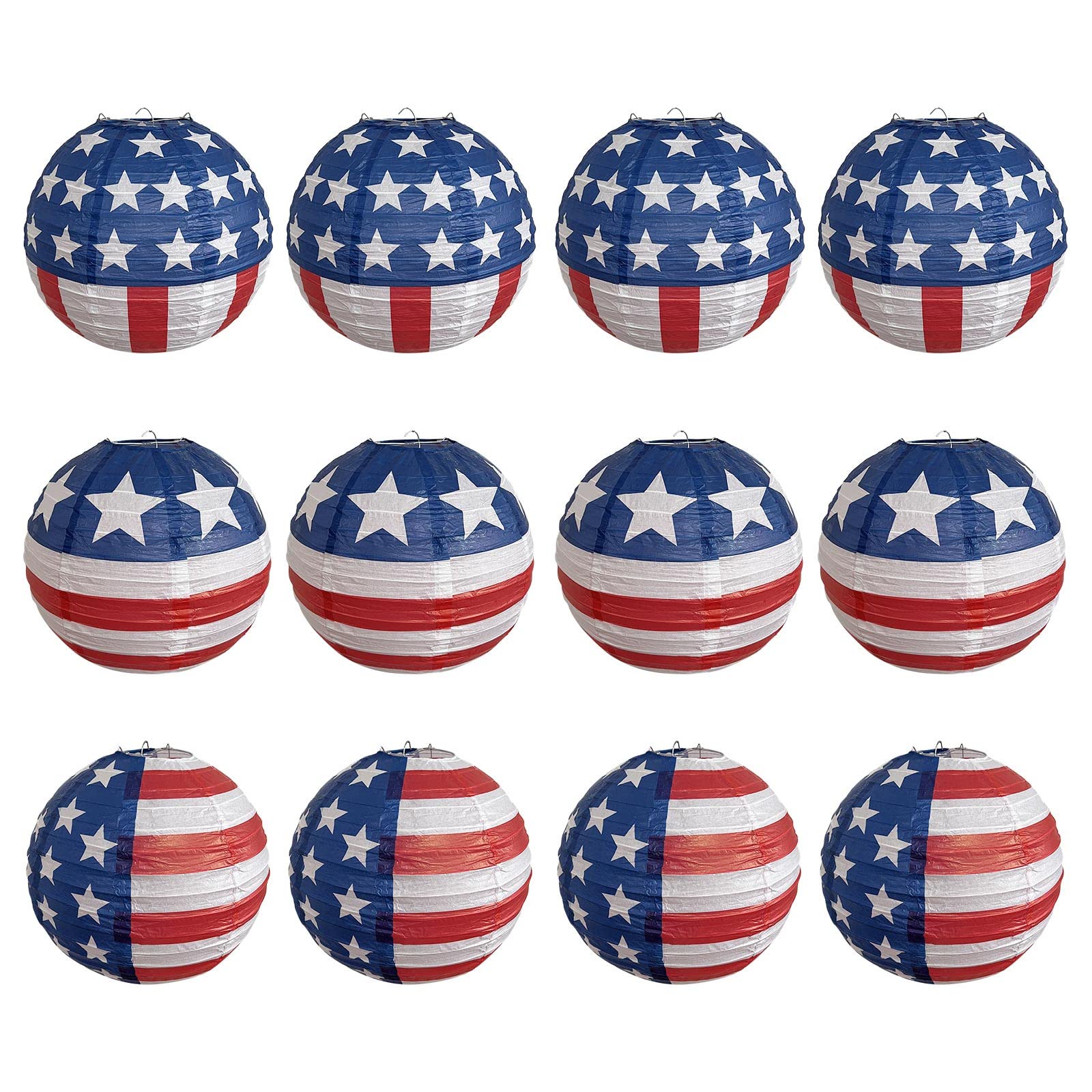 Patriotic Independence Day Lantern Pendants - Red White & Blue Hanging Decorations for Home, Bedroom, and Party - USA Flag Themed Chandelier Decor (One Size)