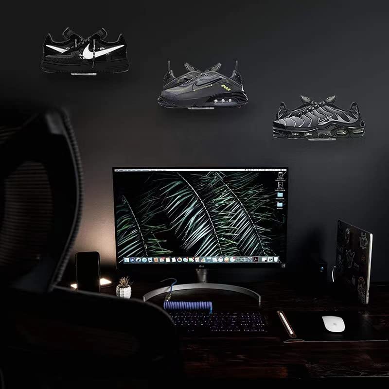 6 PCS Clear Acrylic Floating Shoe Shelves - Wall Mounted Sneaker Display Stand for Collectible Shoes - Perfect for Bedroom Closet, Shoe Collection Organization & Sneakerhead Display