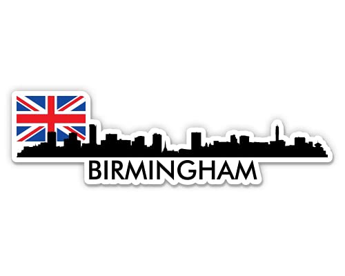 Squiddy Birmingham UK Skyline Vinyl Sticker - Waterproof Decal for Car, Laptop, Notebook, Phone, Skateboard (6 Inch Wide) - Perfect for Personalizing Devices and Vehicles