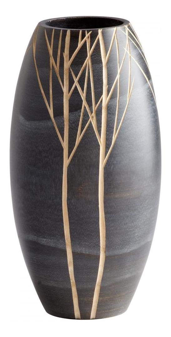 14 Inch Black Onyx Winter Wood Vase - Elegant Home Decor for Living Room, Dining Table & Holiday Centerpiece