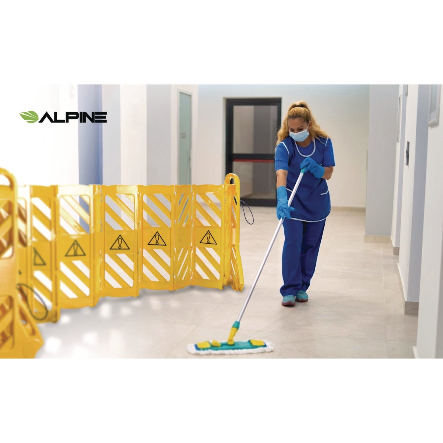 Alpine Industries Expandable Portable Fence Barrier - 6ft Safety Barricade with Interlocking Panels, Heavy Duty Plastic Construction (Yellow) - Ideal for Crowd Control, Event Security & Construction Site Safety