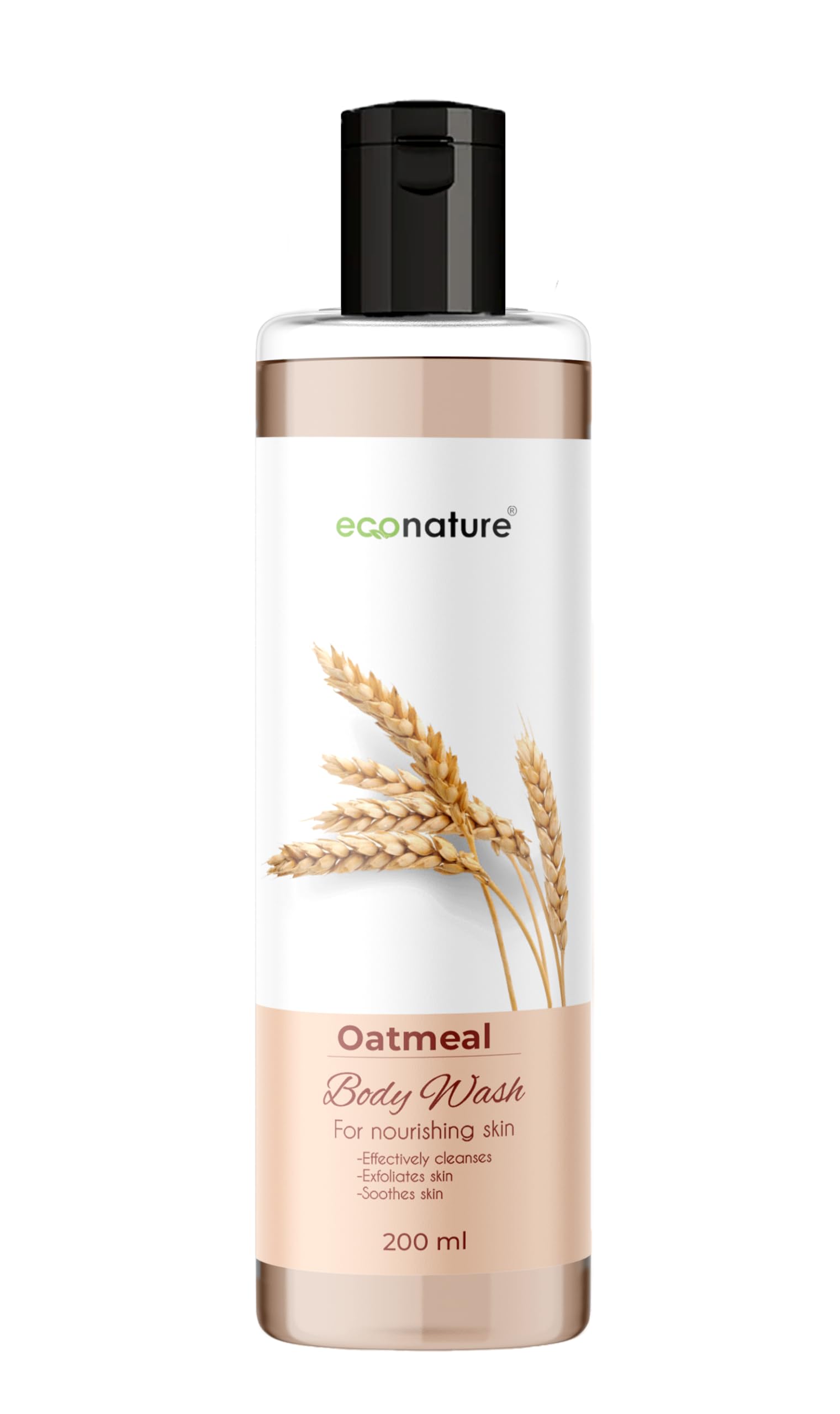 Econature Oatmeal Body Wash 200ML - Hydrating & Soothing for Dry & Sensitive Skin - Gentle Cleanser for Daily Shower & Bath - Perfect for Men & Women